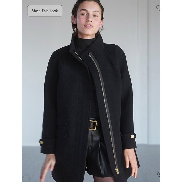 J.CREW Toscana Coat Italian Stadium Cloth Wool Blend 6 Black NEW Jacket CE180 - Picture 4 of 14
